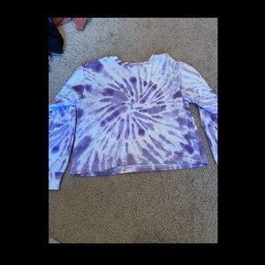 cropped long sleeve purple and white tie-die